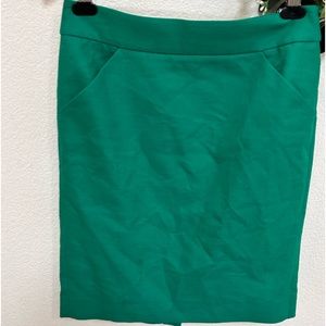 J Crew The Pencil Skirt Green Wool Blend Lined Straight Back Zip 6